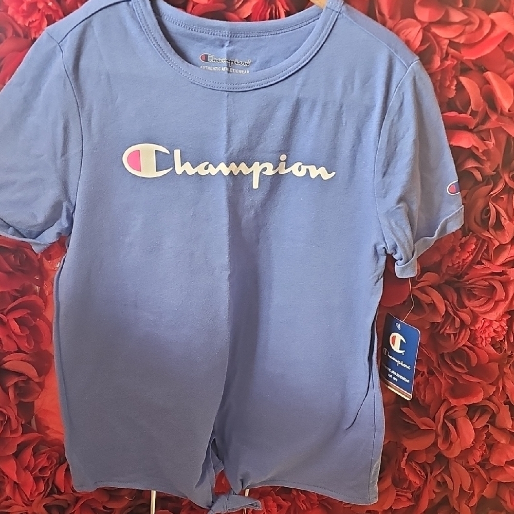 Champion NWT Girls Blue Kids Tie Front T-Shirt